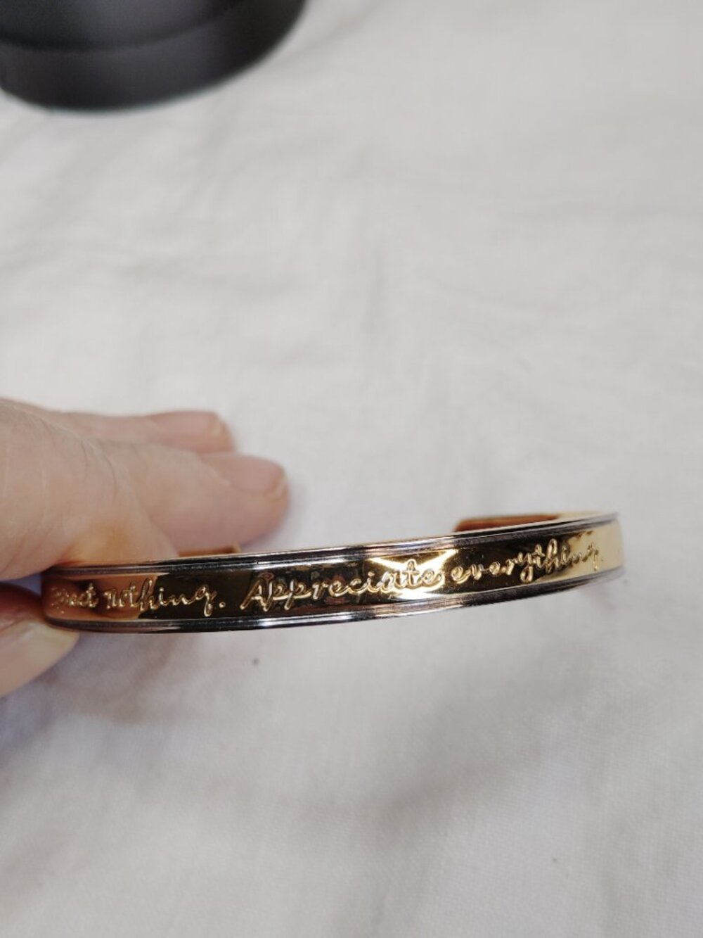 Rustic Cuff Gold & Silver “Expect Nothing” Quote Bracelet - Picture 2 of 8